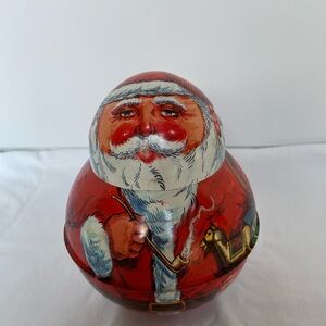 Vintage roly-poly Santa Claus Tin